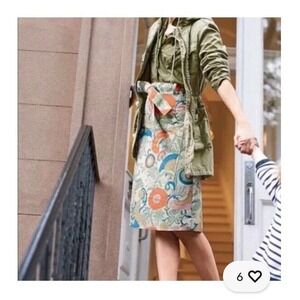 J Crew Floral Tie Waist Pencil Skirt Women Size 8 Orange Blue Green Pattern